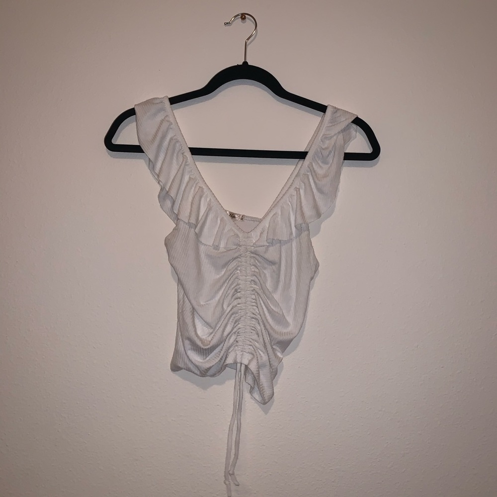 White ruffle crop to